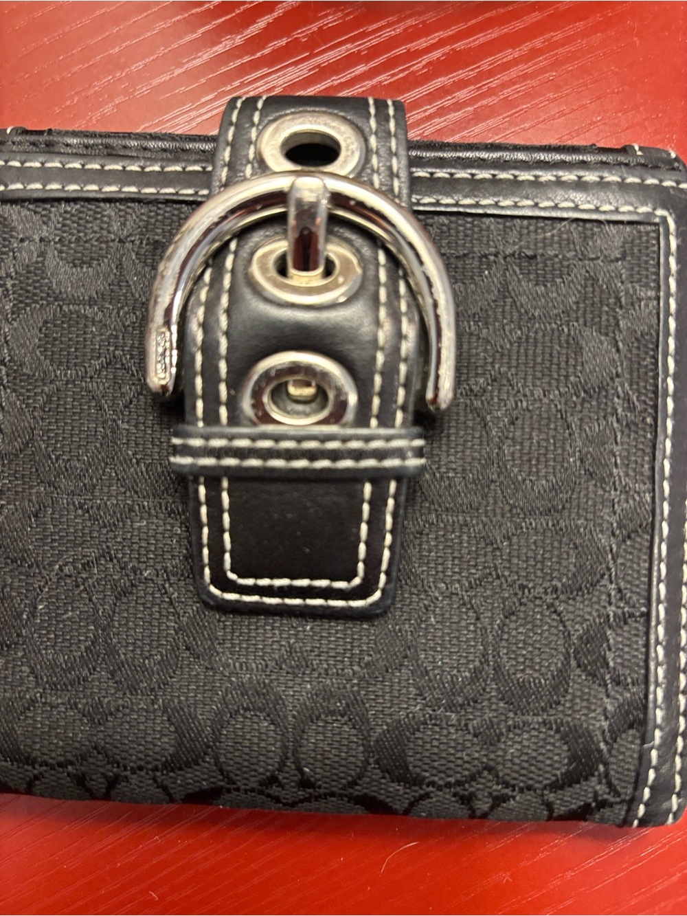 Coach Black Signature Canvas Buckle Wallet vintage Vintage !!